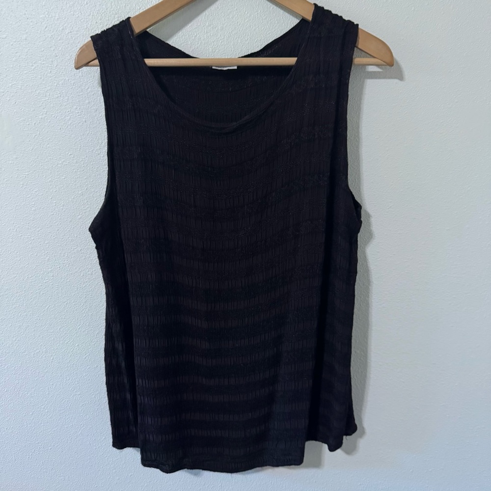 CP Shades Ribbon Knit Rayon Sleeveless Blouse Tank Top Purple Lagenlook-Large